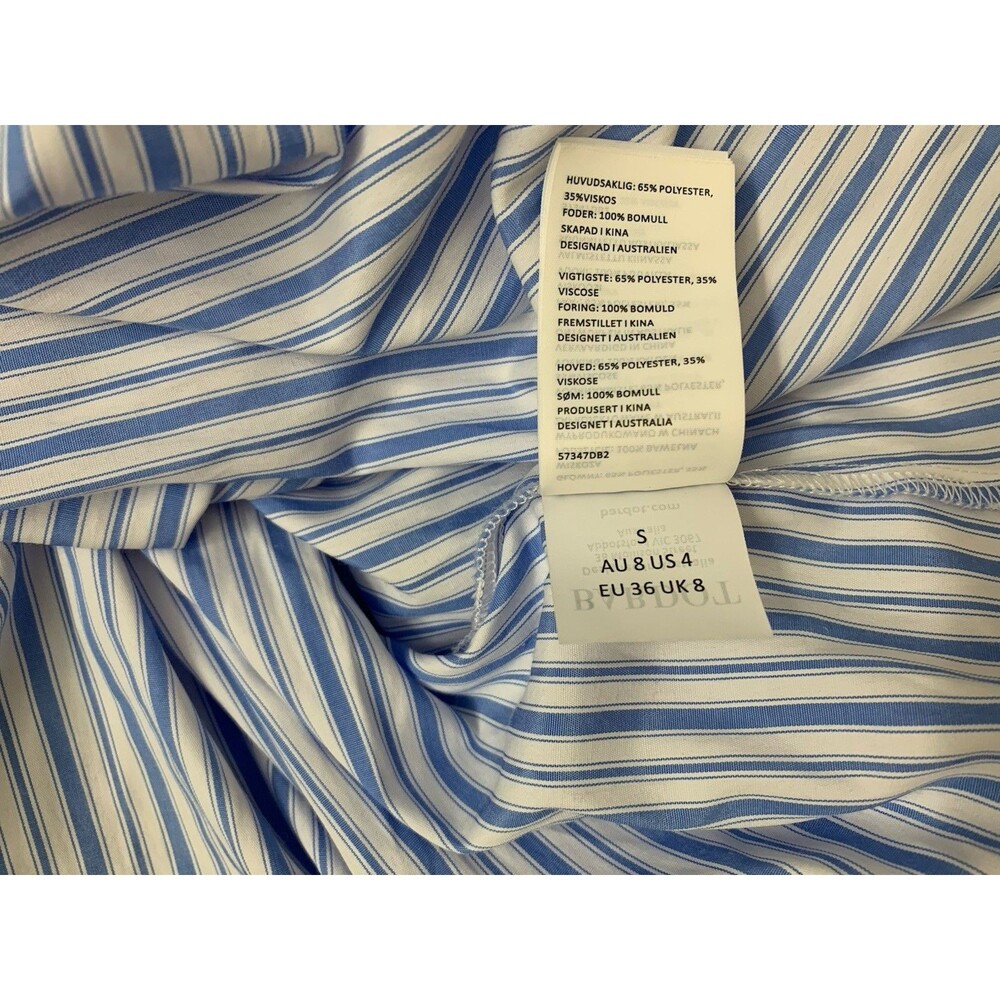 Bardot Blue White Striped Nautical Button Up Cut Out Side Midi Shirt Dress 4 - Picture 8 of 13
